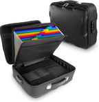 Fireproof Document Box, Hard Case Fireproof File Organizer Box with Lock and 13 Pocket Accordion File Folder, Portable Safe B
