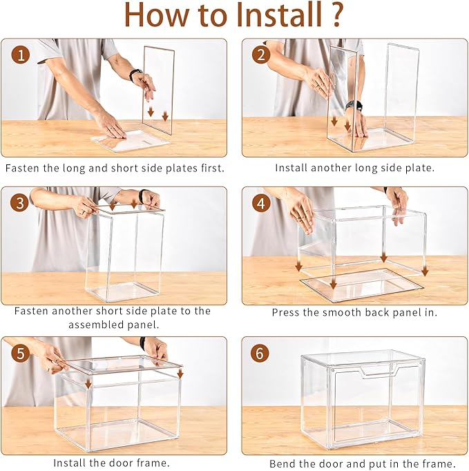 Freebat Stackable Storage Bins, Clear Acrylic Display Case, 5-Pack Acrylic Boxes with Lids, Clear Storage Containers Storage 