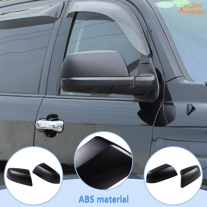 Car Door Rear View Mirror Cover Trim Compatible with Toyota Tundra 2007-2021 Sequoia 2008-2020 Exterior Rearview Mirror Housing Cap Protector Accessories, Only Fit Without Turn Signal Lights Version