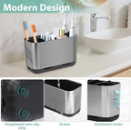 Boperzi Toothbrush and Toothpaste Holder Brushed Nickel Drainage for Bathroom Vanity, Large Electric Toothbrush Storage Caddy