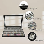 Stratalife Earring Organizer Velvet Jewelry Organizer Box 24 Grid Earring Tray Jewelry Display Jewelry Storage Jewelry Trays 