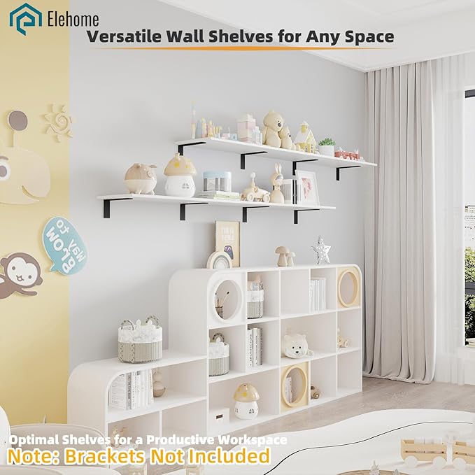 Floating Shelf Board for Wall 5/8" –1 Pack Board Only, No Brackets – 72"L x 12"W x 0.6"T White Melamine Wood Floating Shelves