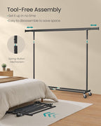 SONGMICS Clothes Rack with Wheels, Heavy-Duty Clothing Rack for Hanging Clothes, Portable, 17.7 x (63-78.7) x 63.6 Inches, wi
