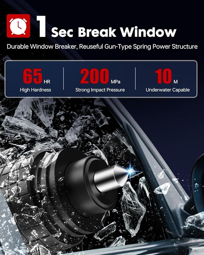 Window Breaker Seatbelt Cutter - 200 MPa Car Window Breaker Tool Under Water, Portable Car Glass Breaker for Automotive Escap