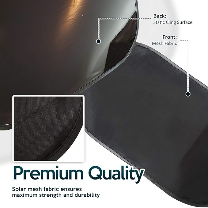 Zone Tech Rear Sun Stop Sunshade -Cling Window Cover, Sunlight, Glare and UV Rays Blocker, Protection Car Accessory
