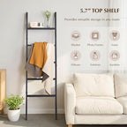 Blanket Ladder with Top Shelf, 5-Tier Wood 64” Decorative Ladder for Living Room Throws, Bedroom Quilt, Bathroom Towel & Toil