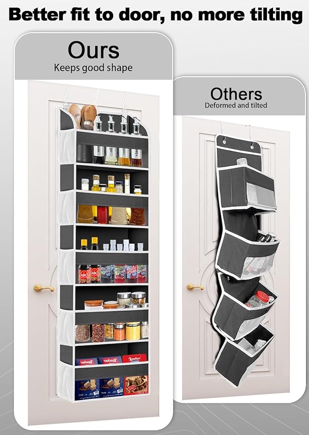 TAHAVICE 1 Pack Over The Door Organizer Storage, Hanging Organizer Closet with 5 Large Pockets 10 Mesh Pockets, 44 lbs Weight
