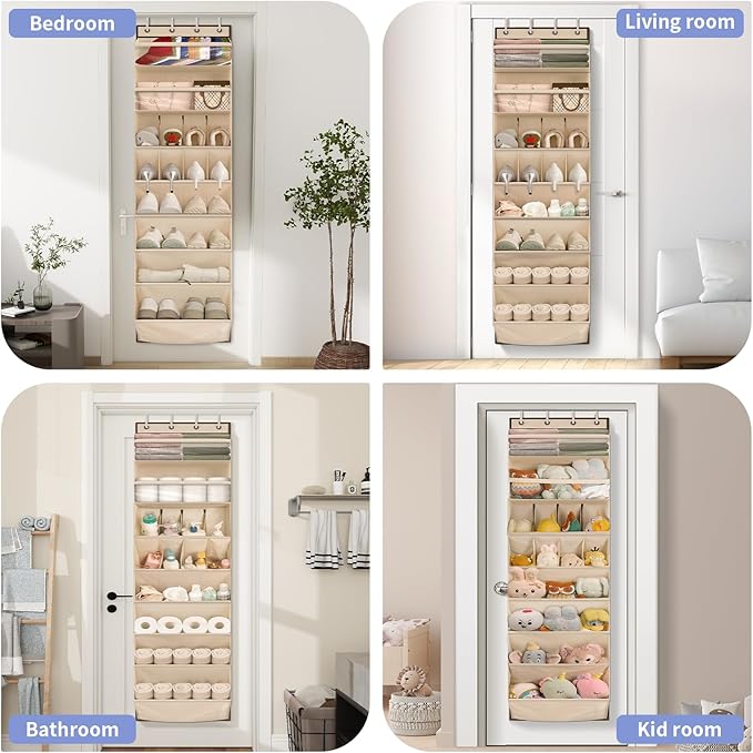 FENTEC 1 Pack Over The Door Shoe Organizer, 68" Exlarge Deep Pockets Hanging Shoe Organizers, 8-Tier Shoe Rack for Closet, Sh