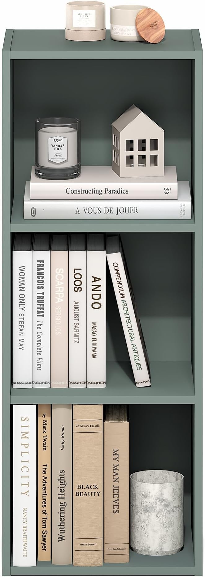 Furinno LUDER Book Shelf, 3-Cube Bookshelf, Bookcase with Open Shelves, 9.3 x 12 x 31.5, Easy Assembly, for Living Room, Bedr