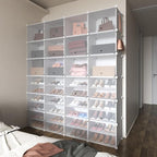 ROJASOP Shoe Storage Cabinet, 12-Tier Shoe Organizer 96 Pairs Extra Large Plastic Shoe Rack with Covers Portable Shoe Rack Or