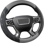 GIANT PANDA Steering Wheel Cover for GMC Sierra Acadia Terrain Yukon(Gray+Black-Standard Size)