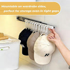2 Pack No-Drill Wall-Mounted Baseball Hat Organizer, Hat Storage Rack Holds Up to 20 Caps, Hat Holder with 10 Damage-Free Cli