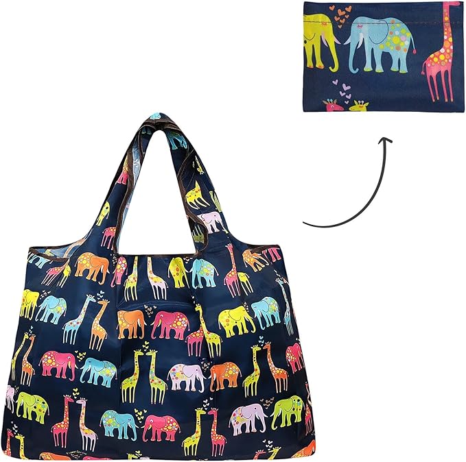 allydrew Large Foldable Tote Nylon Reusable Grocery Bags, 6 Pack