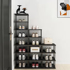 Vertical Shoe Rack - Tall Narrow Shoe Rack Organizer for Small Spaces,12 Tier Bamboo Shoen Shelf for Entryway,Closet,Corner,D