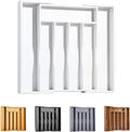Bellsal White Silverware Organizer Kitchen Drawer Organizer Expandable Bamboo Utensil Holder Cutlery Tray for Kitchen Utensil