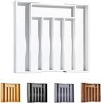 Bellsal White Silverware Organizer Kitchen Drawer Organizer Expandable Bamboo Utensil Holder Cutlery Tray for Kitchen Utensil