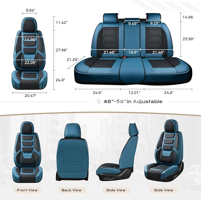 Coverado Car Seat Covers Full Set, Seat Covers for Cars, Front Seat Covers and Back Seat Cover Waterproof Leather Automotive 