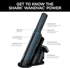 Shark WV410BL WANDVAC Cordless Hand Vacuum, Ultra-Lightweight & Portable with Powerful Suction & Tools for Pets, Designed for