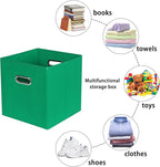 Green Foldable Storage Bins, 11x11x11, Set of 6, (Fabric Cube Organizer with Handle, for Cloth or Accessory Storage)