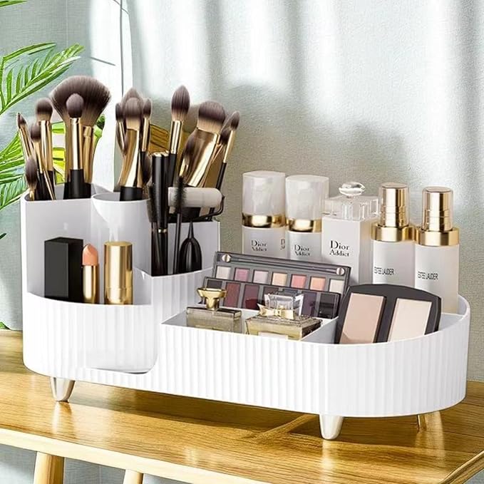 Booklov Roating Makeup Caddy Organizer for Vanity, Large Capacity Cosmetic Display Case, Clear Acrylic Countertop Beauty Stor