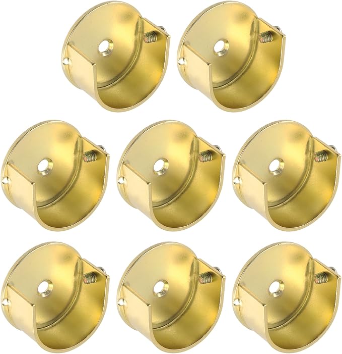 T Tulead U Shape Shelf Support Bracket Aluminum Alloy Flange Socket Holders Closet Rod Bracket 1.1-Inch Light Golden 8PCS wit