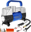 Tire Inflator Air Compressor, 150PSI 12V DC Double Cylinders Heavy Duty Portable Air Pump w/Emergency LED Light for Truck, SUV, Car, RV