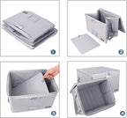 ENGPOW File Box with Lock, Fireproof Document Box with Zipper＆Pockets, Collapsible File Organizer Filing Storage Cabinet with