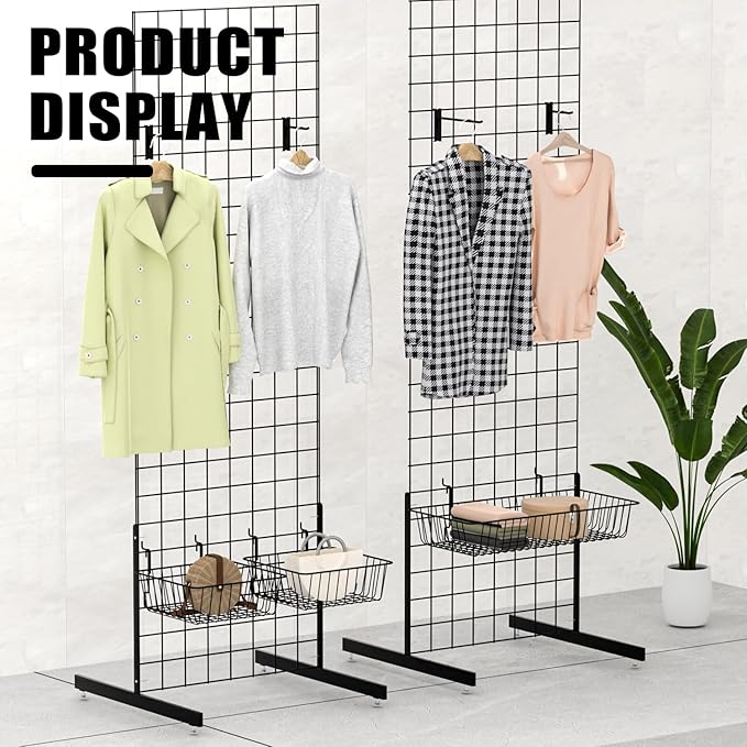 11.8" L x 11.8" D x 3.9"H - 6 pcs Black Wire Baskets for GridWall and SlatWall - Merchandiser Baskets,Grid wall Shelves Hangi