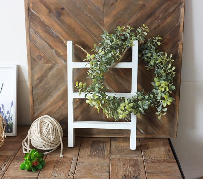 Joy Choice 16" Farmhouse Style 3-Tier Blanket Rack - Wall Hanging, Mini Ladder, Towel Rack for Bathroom, Living Room & Kitche