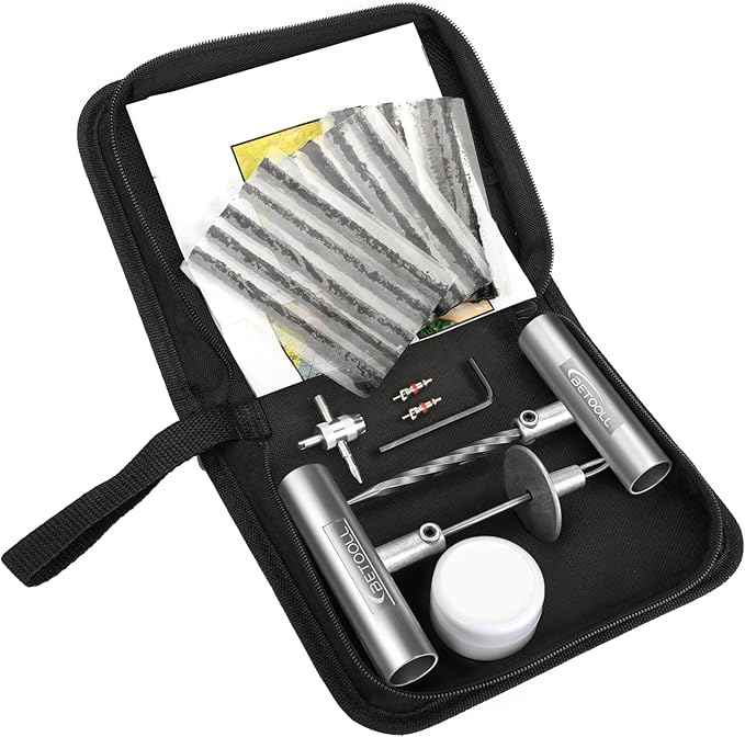 BETOOLL Tire Repair Kit, 24 Pcs Professional Heavy Duty Universal Emergency Flat Tire Repair Kit to Fix Punctures, for car Mo