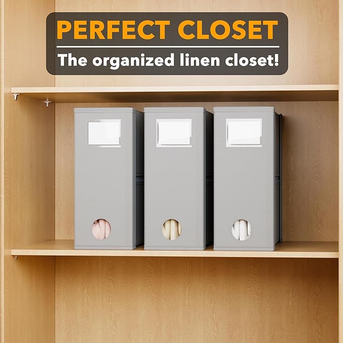SpaceAid 3 Pack Bed Sheet Organizers and Storage, Foldable Sheet Organizer for Linen Closet, Sheets Set Folder Keeper with Wi
