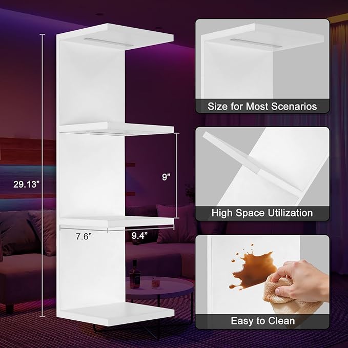 4 Tier RGB Wall Shelf-Gaming Shelf with Remote Control, Lack Shelves with Light for Bedroom | Easy to Install Cosmetic & Disp