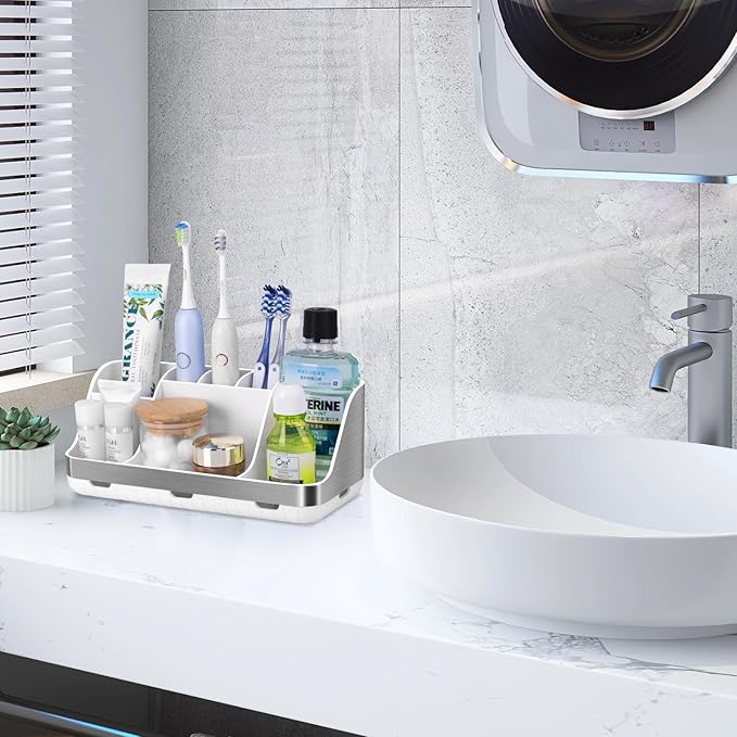 GFWARE Toothbrush Holders for Bathrooms Countertop Organizer - Kids Electric Toothbrush and Toothpaste Holder Detachable 7 Sl