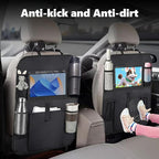 2PCS Car Backseat Organizer with 10" Tablet Holder, Waterproof Oxford Fabric Auto Back Seat Protector Kick Mat, Multi-Pocket Back Seat Organizer Storage, Travel Car Accessories (Large Pocket)