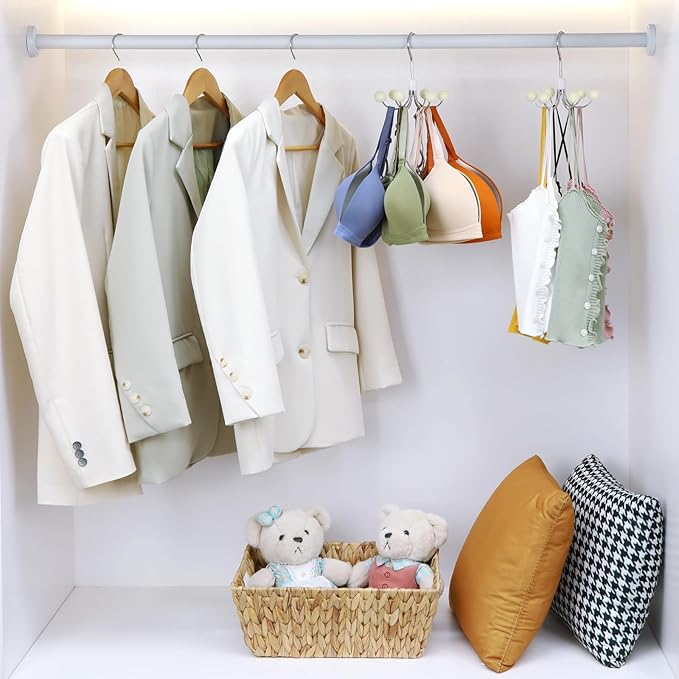 TOPIA HANGER Hoodie Hangers 4-Pack with 6 Wood Balls, 360°Swivel Purse Hanger, Scarf Hanger, Closet Hooks, Handbag Organizer,