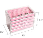 Frebeauty Extra Large Acrylic Jewelry Box for Women 5 Layers Clear Jewelry Organizer Velvet Earring Box with 5 Drawers Rings 