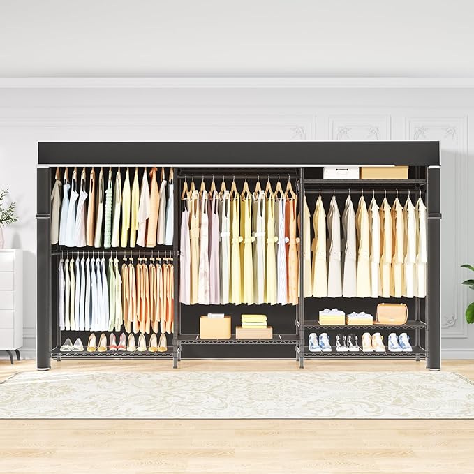 Ulif E13C Max Heavy Duty Closet Organizer System，Freestanding Clothing Racks for Hanging Clothes，Adjustable Garment Rack 86" 