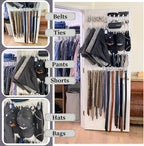 Evelots Rack for Purses, Belts, Jewelry, Ties, Hats - New Over the Door Organizer - Adjustable 8 Tier - 40 Hooks for Multi Us