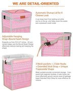 Car Trash Can with Lid, Cute Leakproof Car Trash Garbage Bag Hanging Vehicle Trash Bin Small Portable Automotive Garbage Cans Organizer for Back/Front Seat/Console(2.8 Gallons,Pink Print)