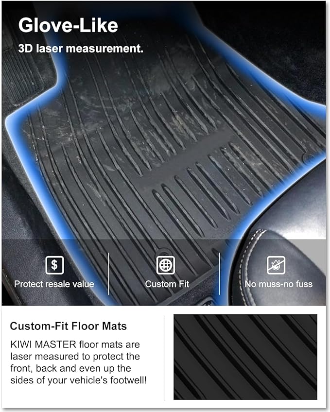 KIWI MASTER Floor Mats for 2011-2023 Dodge Challenger RWD, OEM Replacement 82212545, Custom Fit All Weather Car Mats, Heavy Duty TPE Floor Liners, Front & Rear 2 Row, Black
