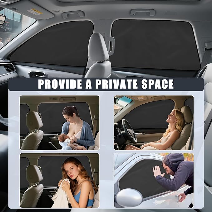 ZATOOTO Car Window Shades for Civic 2017-2024,4 Pcs Magnetic Car Window Covers - 100% Block Light Privacy Curtains, Side Window Sun Shade for Baby Breastfeeding, Sleeping, Camping