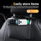 2 PCS Car Seat Side Pocket Organizer, PU Leather Mini Storage Pocket for Car Seats, Doors, Consoles, Dashboard, Vehicle Gap Filler Organizer for Phone, Keys, Sunglass, Wallet (Black)