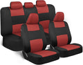 BDK PolyPro Car Seat Covers Full Set in Terracotta on Black, Front and Rear Split Bench Seat Covers for Cars, Easy to Install