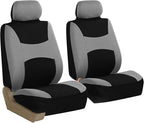 FH Group Front Set Cloth Car Seat Covers for Low Back Seats with Removable Headrest, Universal Fit, Airbag Compatible Seat Co