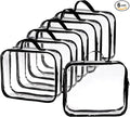 Fasmov 6 Pack Large Clear Travel Packing Cube, See-Through PVC Organizer, Vinyl Zippered Storage Bags Multipurpose Pouch with