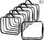 Fasmov 6 Pack Large Clear Travel Packing Cube, See-Through PVC Organizer, Vinyl Zippered Storage Bags Multipurpose Pouch with