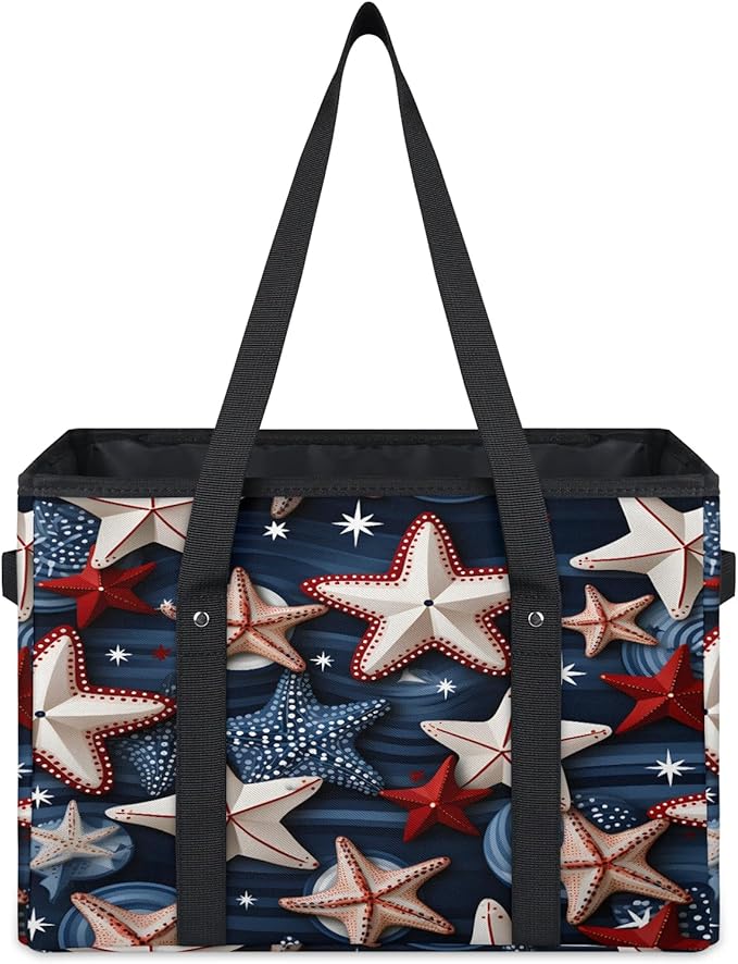 Reusable Grocery Bags Heavy Duty Shopping Bags Foldable Large Tote Bags with Long Handles & Hard Bottom
