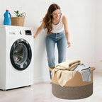 115L Large Blanket Basket,23.6" L x 23.6" W x 15.7" H Rope Woven Baskets with Handles, Toys Storage Bins,Laundry Basket Perfe