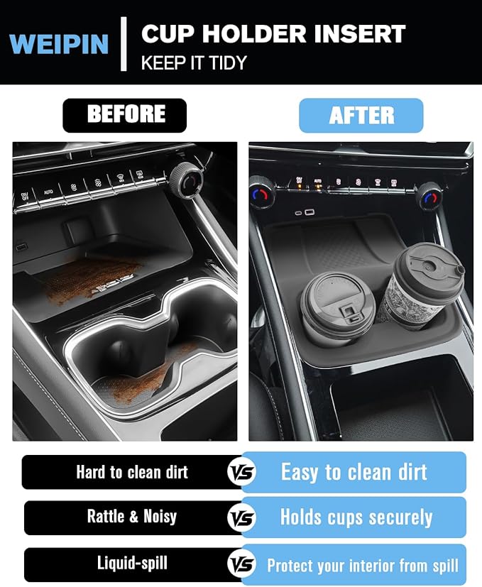 for 2-in-1 Cup Holder Insert&Wireless Charging Mat TPE Materials Compatible with 2024-2026 Chevy Traverse