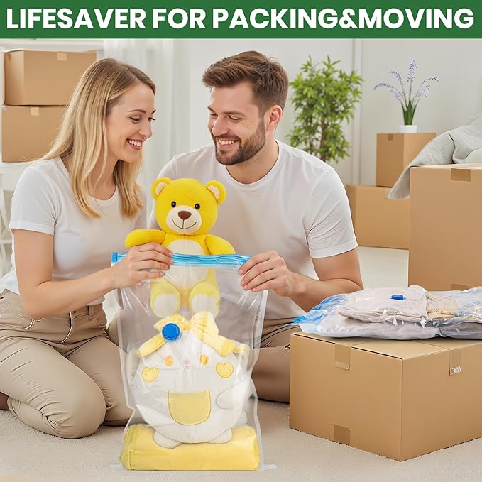 Vacuum Storage Bags,10Pack Vacuum Seal Bags for Clothing,Bedding,Clothes,Comforters,Blankets,Pillows-5 Jumbo+5Large Space Bag
